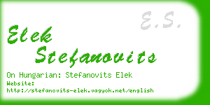 elek stefanovits business card